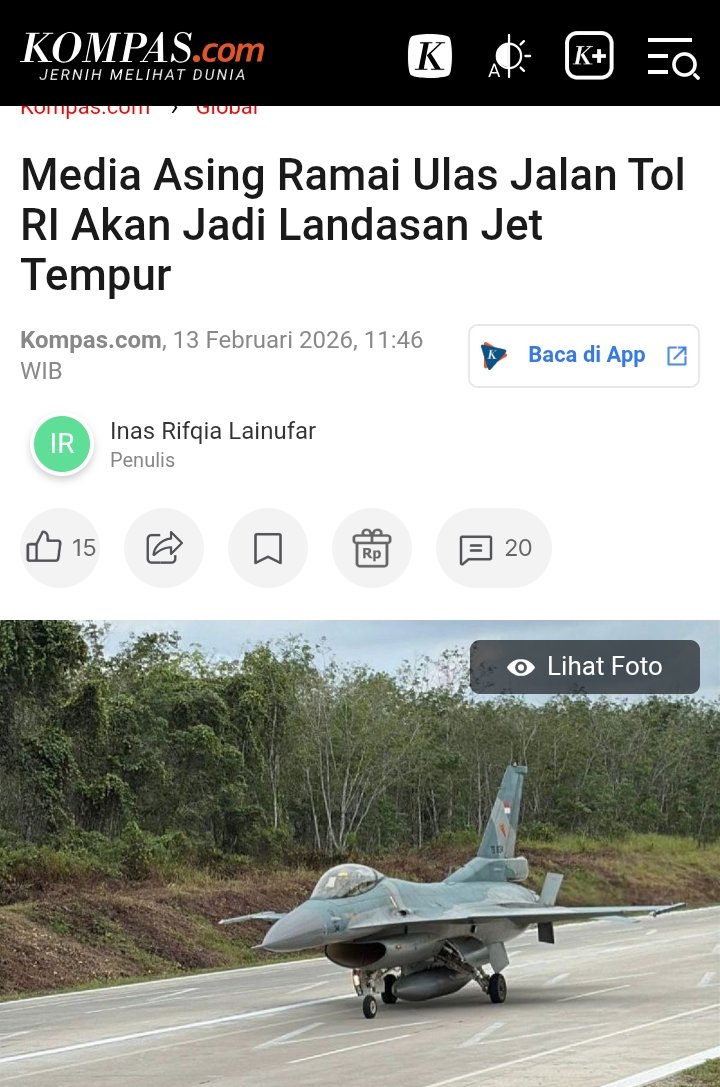 BANGSAygSUJUD's tweet photo. Di saat di sini di X ada akun2 hasut masif memfitnah pemerintah terkait MBG...

Media2 asing justru ramai ulas jet-jet tempur Indonesia mendarat di jalan tol lintas sumatera

Asing menilai Indonesia sedang memobilisasi semua potensi jika Perang dunia  ke 3 sewaktu-waktu terjadi

TOP Indonesia 💪🇮🇩