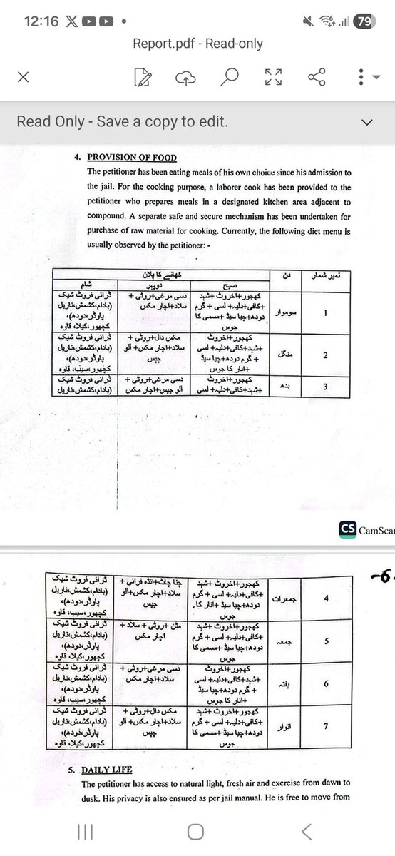 یہ ان سہولیات کی لسٹ ہے جو بانی پی ٹی آئی کو جیل میں دی جا رہی ہیں لیکن ان کی جماعت یہ سب نہیں بتاتی الٹا جھوٹا پروپیگنڈا کیا جاتا ہے 
یہ وہ رپورٹ ہے جو جیل سپریڈنٹ نے سپریم کورٹ میں پیش کی ہے