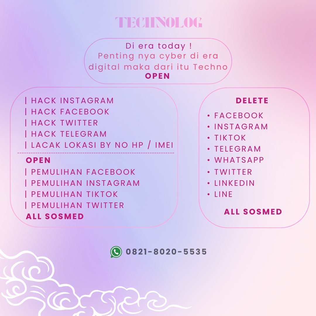 liseutte's tweet image. JASA PEMULIHAN AKUN \ UNSUS UNSUSPEND &amp;amp; HAPUS AKUN SOSMED

✅ LUPA PASWORD/KE HACK
✅ JASA SADAP WA/ LACAK LOKASI
✅ JASA HAPUS AKUN
✅ JASA HACK/PULIHKAN AKUN EMAIL,GMAIL,INSTAGRAM,TWITER, FB,TIKTOK,ALL SOSMED

fast respon, trusted
wa.me/+6282180205535