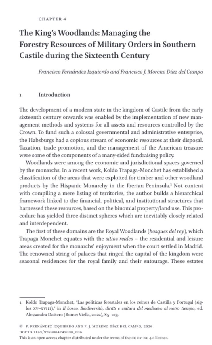 🌲📚 Novedad <a href="/degruyter_brill/">De Gruyter Brill ➡️ @degruyterbrill.bsky.social</a> sobre los bosques ibéricos en la Edad Moderna. El primero con análisis integral en distintas regiones. 
Con capítulo, escrito con F. Fdez. Izquierdo <a href="/CCHS_CSIC/">Ciencias Humanas y Sociales (CCHS - CSIC)</a> sobre  los bosques de las órdenes militares..
Open Access👉🔗 brill.com/display/title/…