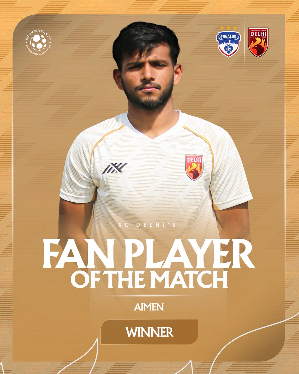 Bright spot on a tough night. 
Aimen is SC Delhi’s Fan Player of the Match. 🔴👏🏻

#SportingClubDelhi #SCDelhi #AbDillikiBaari #ISL12 #BFCSCD

{ Sporting Club Delhi, ISL 12, BFCSCD}