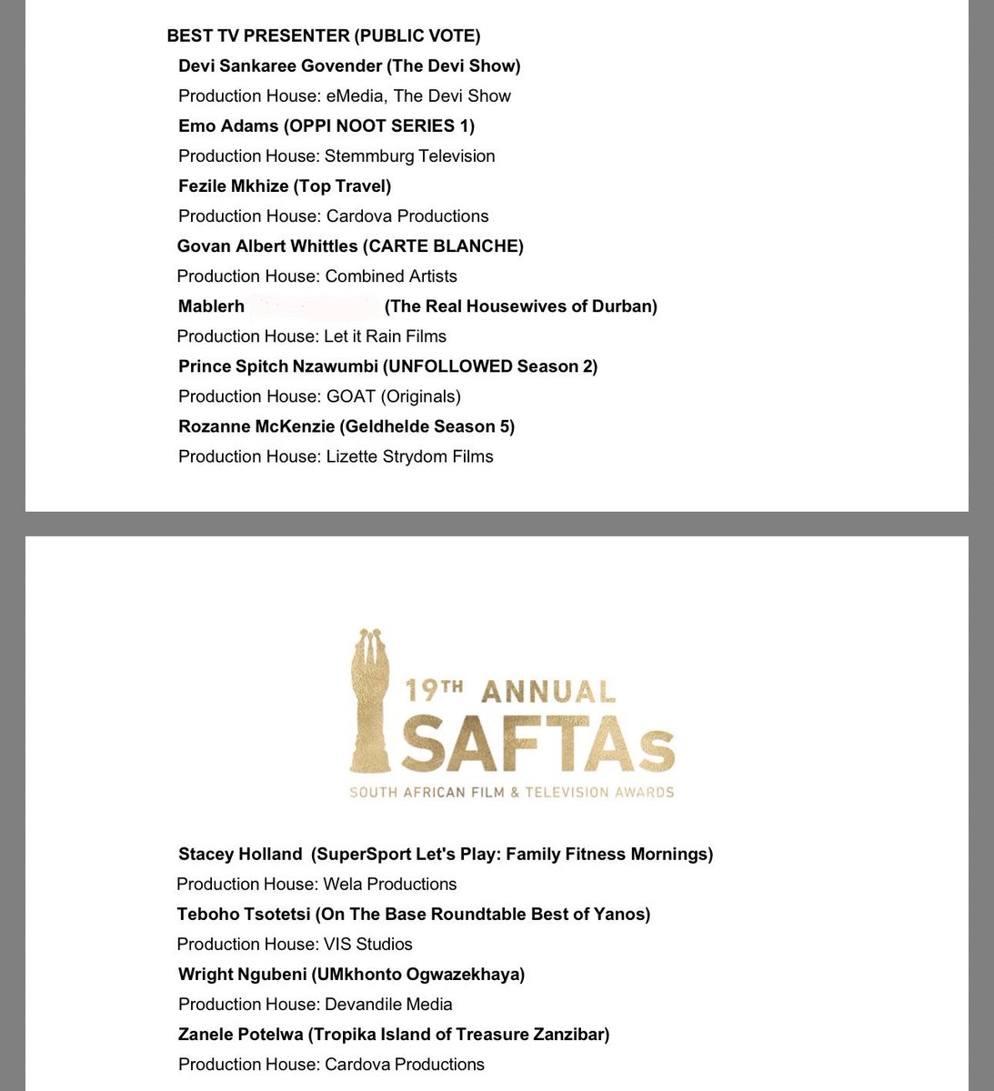 MaBlerh's tweet photo. I woke up a SAFTA nominee. 😁 https://t.co/3NCgfI1KxL