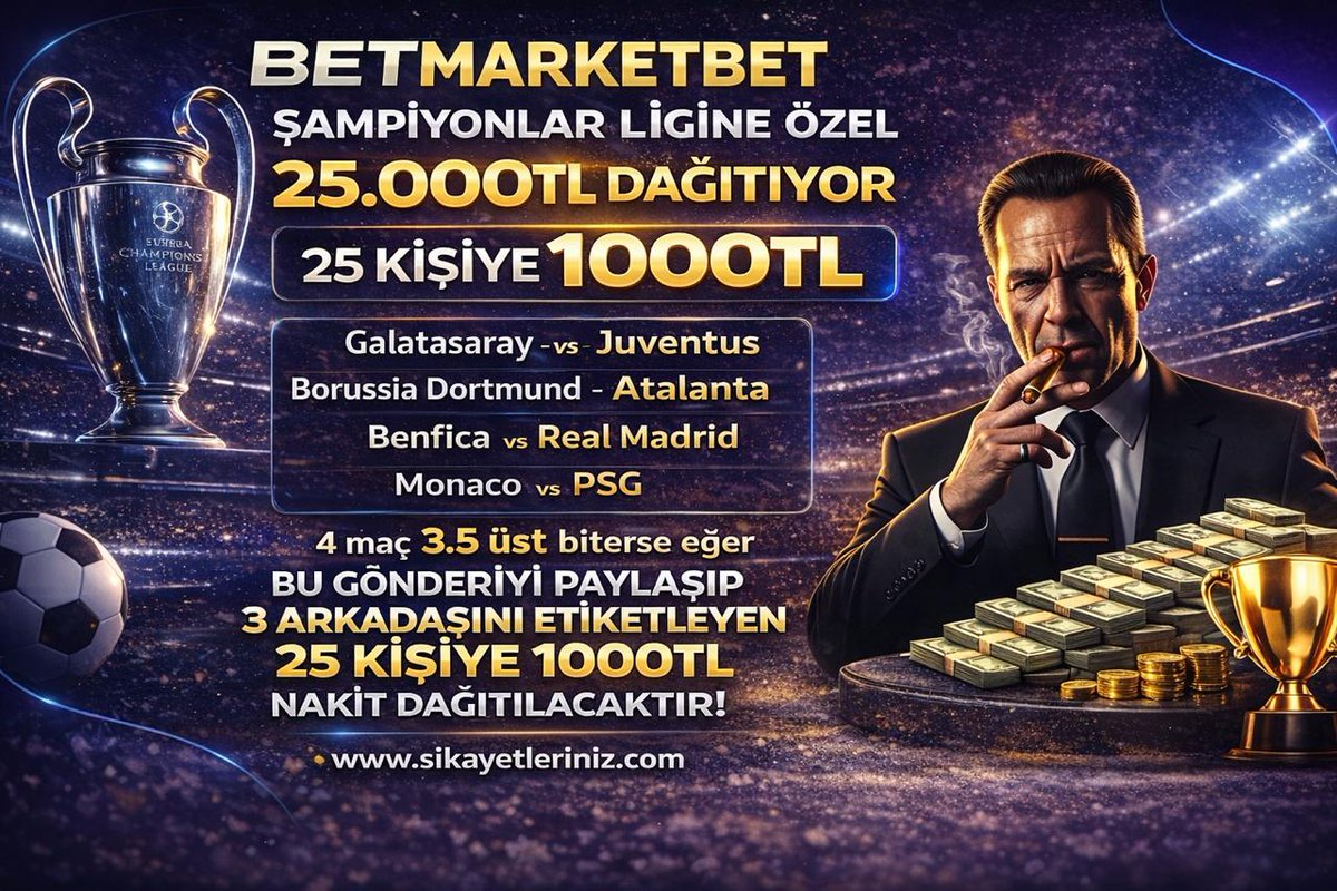 GOLOLDUTV's tweet photo. 🏆Şampiyonlar ligi severler burada mı?

⚽️Belirttiğimiz 4 maç 3.5 üst biterse 

🎁25 takipçime 1000TL #hediye

‼️Ödüllerin yükleyeneceği sponsorlar: İbizabet - Betroz - Wingamb - Kareas - Hillbet

📱Telegram > https://t.co/IdaM3G5EGw
🔗 Heylink : https://t.co/G8hCFfdHiK

#freebet https://t.co/HdLeGZWg5h