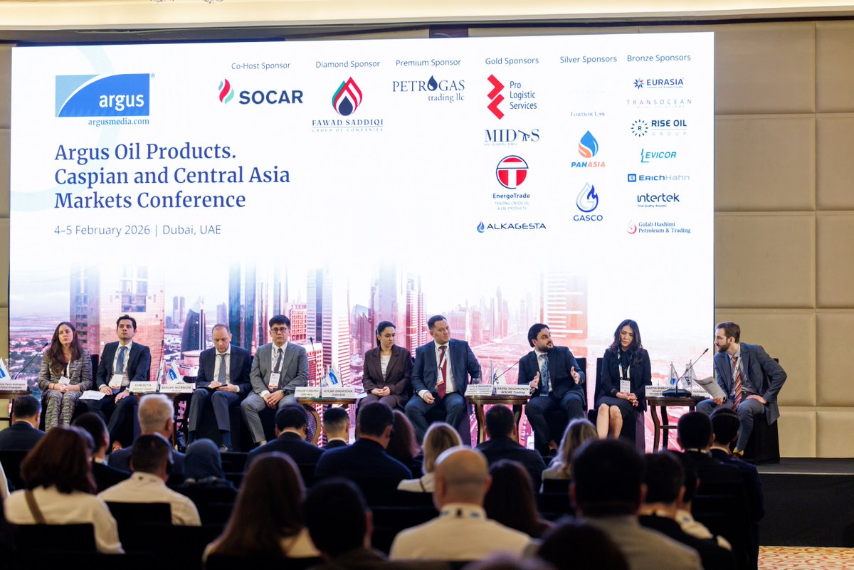 SocarTradingSA's tweet photo. @SocarTradingSA proudly co-hosted the Argus Oil Products 2026: Caspian and Central Asia Markets Conference, held in Dubai on February 4-5. The event brought together over 500 industry executives to assess the evolving outlook for Caspian, Central Asian, and European markets. https://t.co/He19f76100