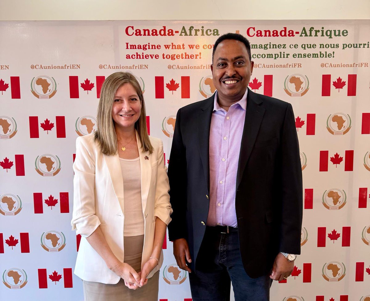 IGADsecretariat's tweet photo. Strengthening IGAD–Canada Cooperation

The IGAD Executive Secretary, H.E. Dr. Workneh Gebeyehu, met H.E. Ms. Cheryl Urban, Deputy Minister for Africa and Pan-Geographic Affairs at Global Affairs Canada, to advance strategic cooperation between IGAD and Canada.

Discussions focused on strengthening collaboration in peace and security, climate resilience, humanitarian response, and sustainable development across the Horn of Africa.

#RisingWithIGAD
#OneRegionOneIGAD