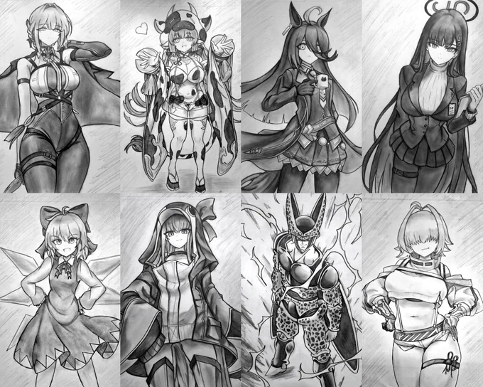 #私はこういう絵を描いています
鉛筆1本で
いろんなキャラ描いてます。
全作品わかるかなぁ? 