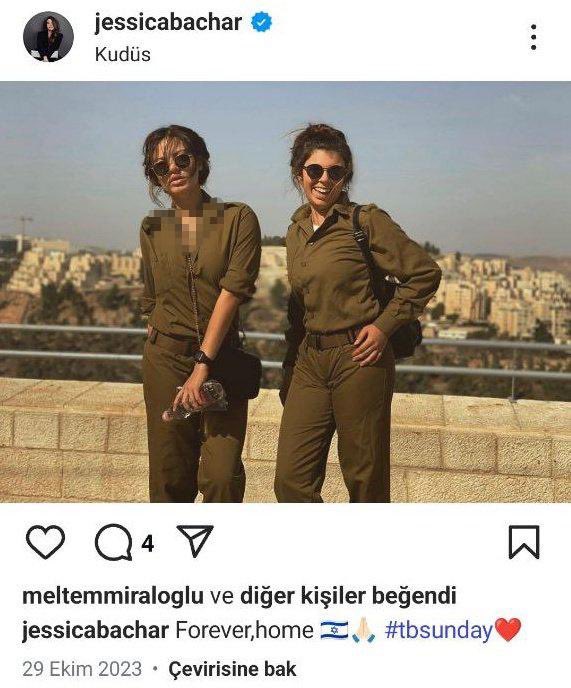 Soykırımcı İsrail ordusunda görev alan çifte vatandaşlardan birinin Jessica Bachar (Jessy Bahar) olduğu ve şu anda İstanbul'da bulunduğu belirtildi.

Şahıs hakkında gerekli işlemlerin yapılması çağrısında bulunuluyor. 

(Özgürlük Nöbeti Platformu)

<a href="/TC_icisleri/">T.C. İçişleri Bakanlığı</a>