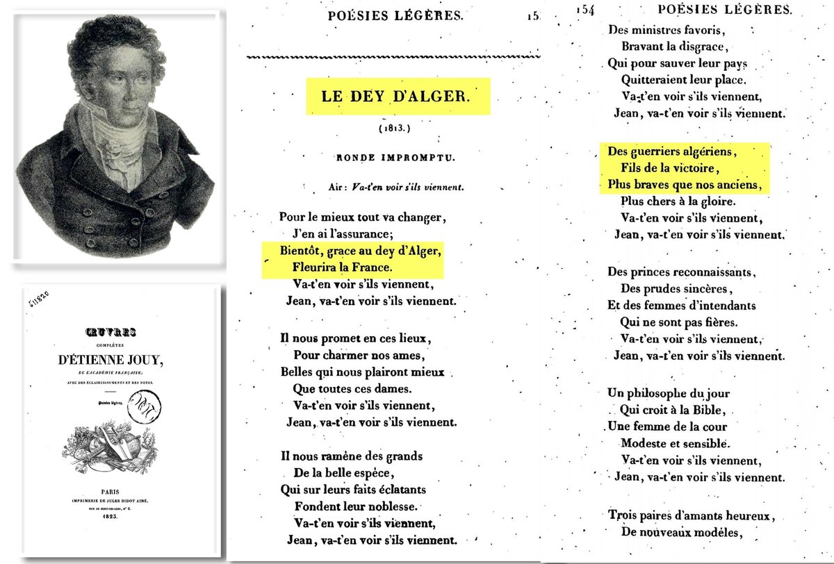 IZenaf's tweet photo. C'était en 1813..
«Bientot grace au dey d'Alger fleurira la France» .. «des Guerriers Algériens, fils de la victoire».  Quand les poètes et intellectuels français chantaient les louanges de l'Algérie, qui les sauvait grâce à son blé. https://t.co/bd35k2fHkv