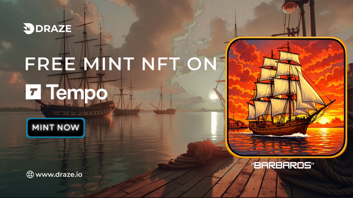 Mint Free NFT on Robinhood Testnet🍀

🔗Barbaros: draze.io/barbaros

Also Earn 500 Xp ⭐️

-RT &amp; leave your wallet address below ⚡