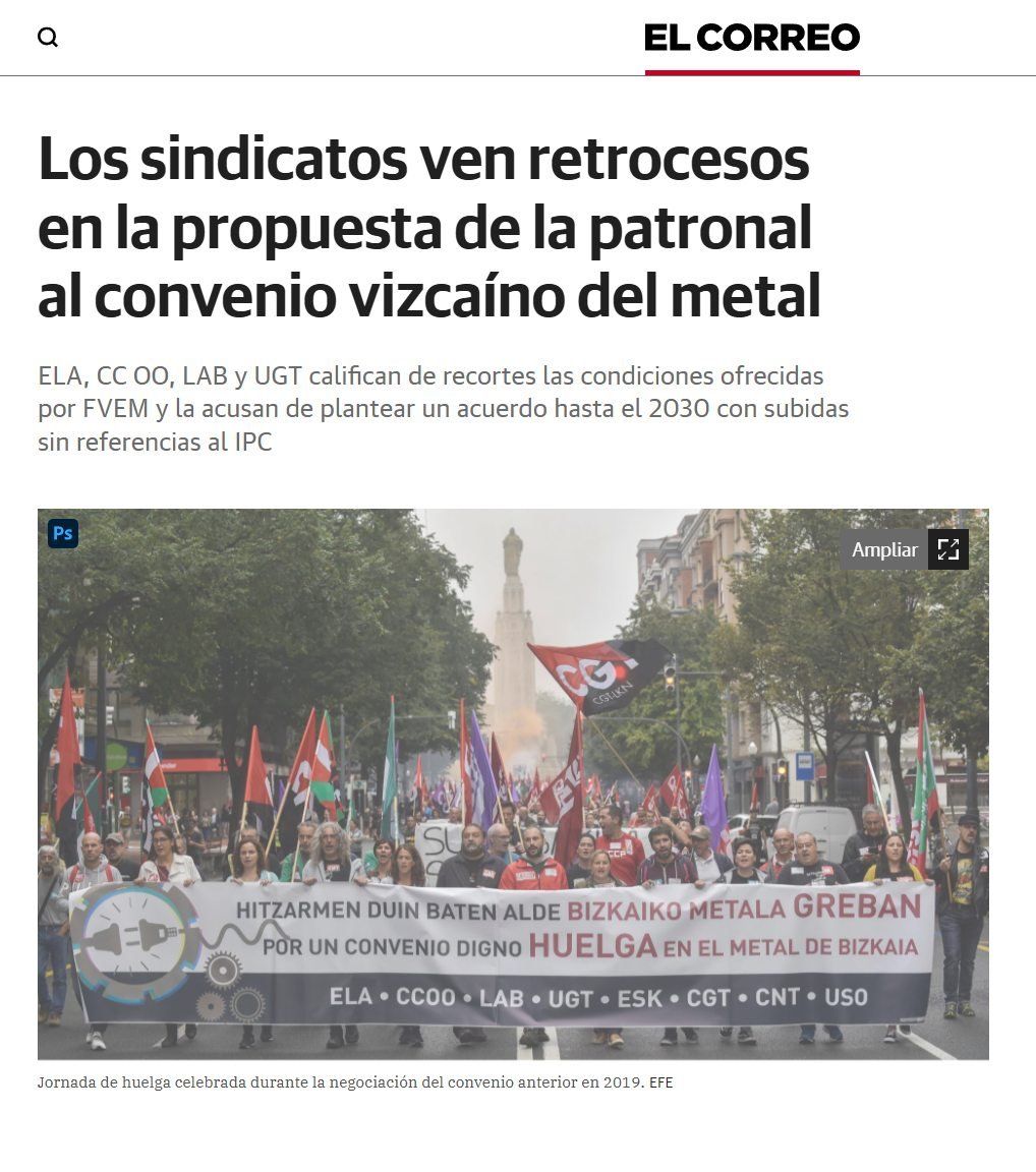 ➡️Para Raúl Ayuso, UGT-FICA, el punto de partida con el que la federación vizcaína del metal arranca la negociación es «intolerable», y lamenta que la patronal «más que una plataforma de avances ha presentado una de retrocesos en todas las materias»
🗞️bitl.to/5fzl