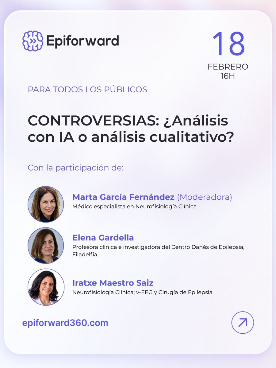fedeepilepsia's tweet photo. 📅 18 feb | 🕓 16:00 h
𝗖𝗼𝗻𝘁𝗿𝗼𝘃𝗲𝗿𝘀𝗶𝗮𝘀: ¿IA o análisis cualitativo?
#Epiforward debate el papel de la #IA frente al análisis clínico experto en epilepsia: fortalezas, límites e impacto en el diagnóstico y la medicina de precisión.
👉 https://t.co/8oDH1m0JuM
#Epilepsia https://t.co/S7HWE9xxqo