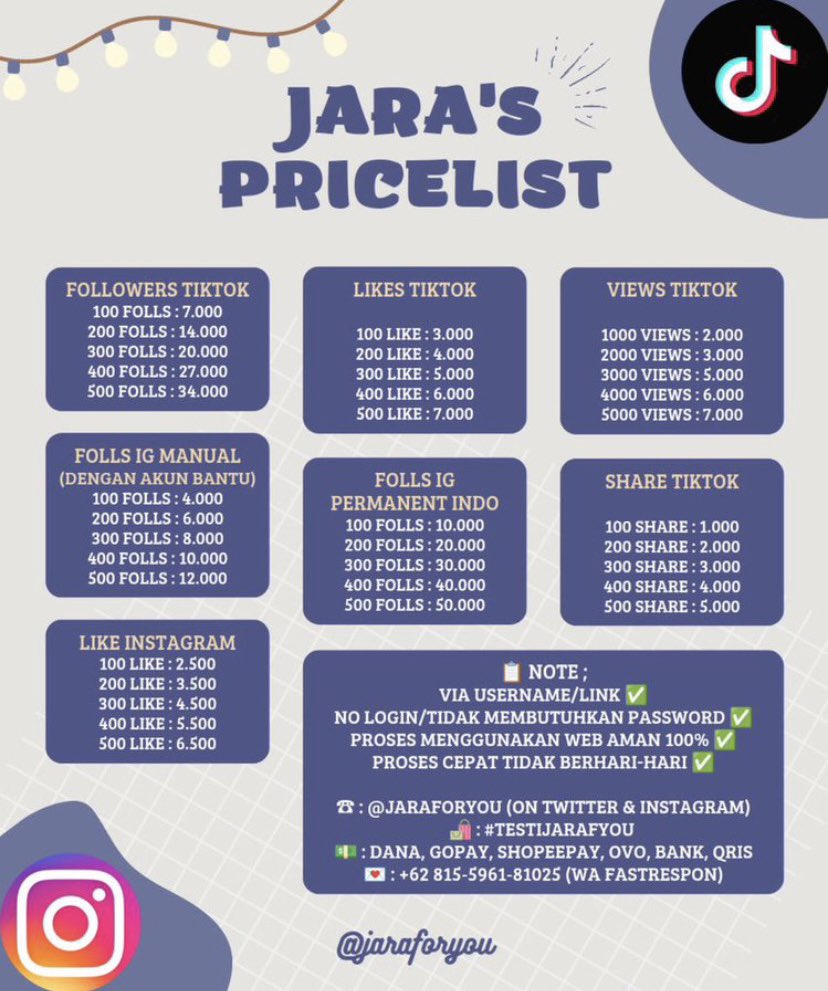 jar! | jual followers like views tiktok ig youtube tweet media
