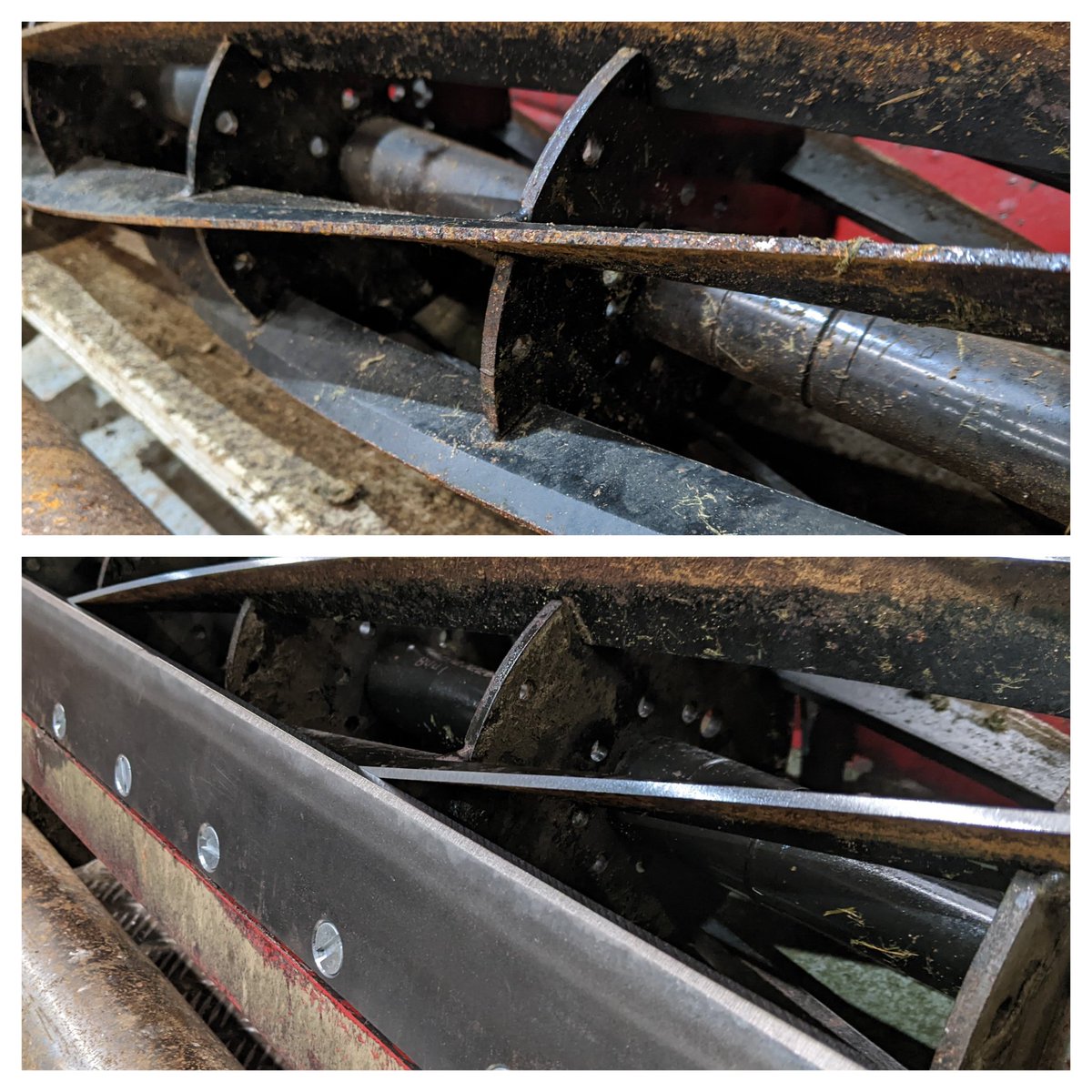 Toro 5610 cutting units before and after.