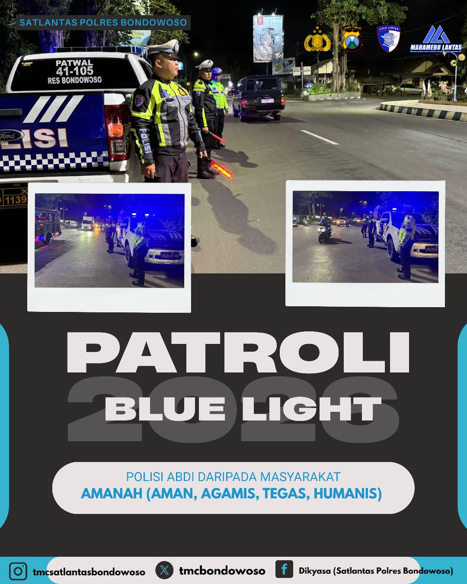 Anggota Satlantas Polres Bondowoso melaksanakan Patroli Malam guna mencegah terjadinya laka lantas, pelanggaran, 3C dan balap liar di wilayah hukum Polres Bondowoso
#polisi #ditlantaspoldajatim 
#humaspoldajatim 
#poldajatim 
#bondowoso 
#polresbondowoso 
#humasbondowoso