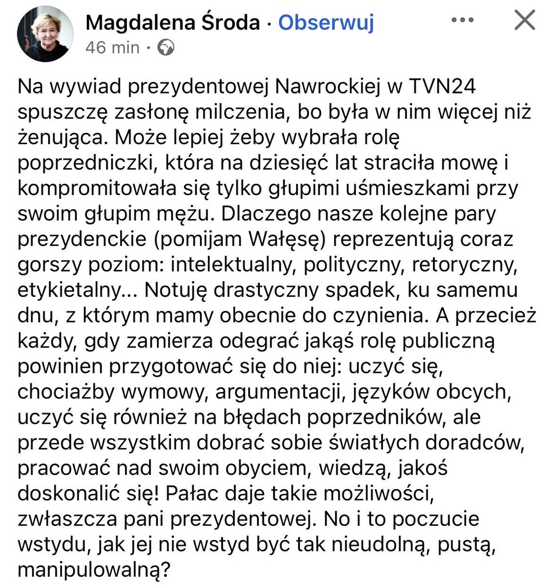 Po wywiadzie Pani Nawrockiej mam wrażenie, że w Polsce słowo ‘feminizm’ zaczęło znaczyć coś zupełnie innego niż kiedyś. Ilość otwartych ataków ze strony publicznych osób i dziennikarek pokazała, że solidarność kobiet kończy się tam, gdzie zaczyna się polityka. Hasła o jedności