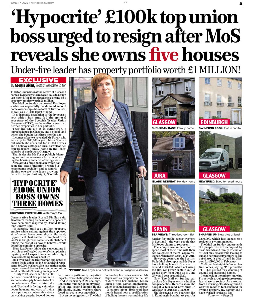 Scottish TUC Boss - Well-Deserved Ridicule

So Roz 'Five Homes' Foyer has invited this on herself.

I can't see how the STUC can be taken seriously while Roz remains at the helm - Scotland's political establishment is now a complete laughing stock.