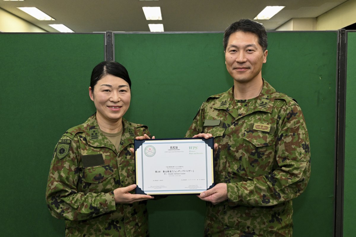 Japan_GSDF's tweet photo. #JGSDF conducted the collective training program “Gender Advisor( #GENAD)” to develop WPS (Women, Peace and Security) experts at Camp Asaka from 2 to 13 FEB 2026.
Participants acquired fundamental knowledge related to WPS. They also enhanced their skills through practical applications, incorporating a gender perspective into various operational situations and training on how Gender Advisors support commanders in their decision-making.
During the program, LTG Tokunaga, Vice Chief of Staff, JGSDF, visited and observed the JGSDF’s first-ever specialized education on WPS, gaining an overview of its implementation and the progress achieved.
In addition, the Head of Japan Liaison Office, United Nations Office for the Coordination of Humanitarian Affairs (OCHA) and other officials delivered lectures on WPS initiatives and ongoing activities at the United Nations and other international organizations across various operational contexts, enabling participants to deepen their understanding implementation of WPS in international missions.
JGSDF will continue to promote #WPS together with the Gender Advisors developed through this program.