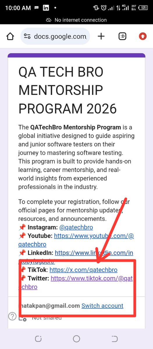 matakpan's tweet photo. Just noticed a minor UI misplacement of links on the mentorship advertisement. The link for tiktok is on X header,while the link for x is on ticktock header@qatechbro https://t.co/gQIpMEnbj9