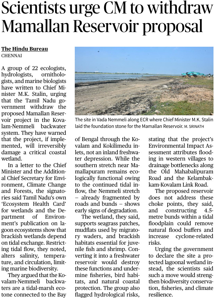 urbanmenace_0's tweet photo. A reservoir causing loss of ancestral wetlands &amp; livelihoods: Citizen Matters

Stop irreversible damage to a critical coastal ecosystem

#ScrapMamallanReservoir https://t.co/vWTmXHjkWU