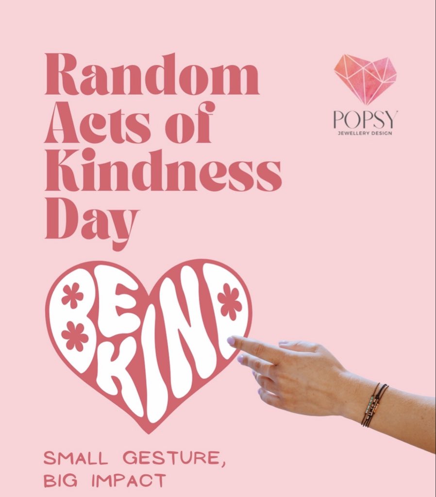 UkPopsy's tweet photo. Happy Random Acts of Kindness Day ❤️

A kind word.
A thoughtful message.
A small surprise.
Sometimes the tiniest gesture can change someone's whole day.
Today is a beautiful reminder that kindness costs nothing - but means everything.
Tag someone who deserves a little extra kindness today.
#RandomActsOfKindness #ChooseKindness
#SmallActsBiglmpact #SpreadLove #popsyjewellerydesign