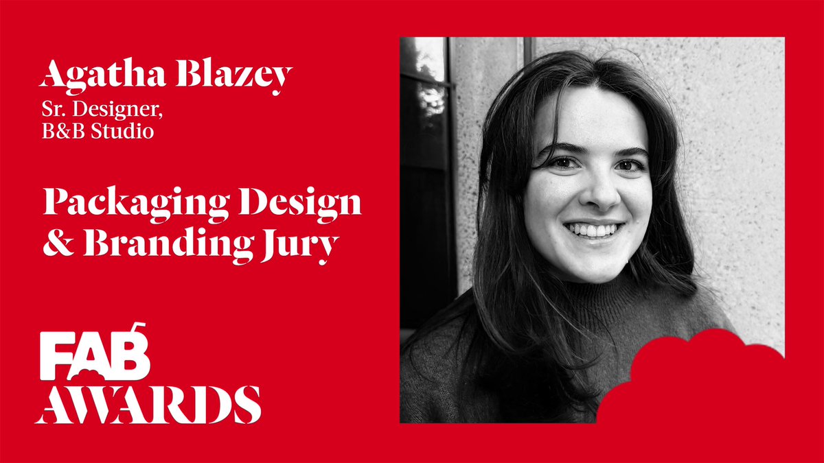 Jury Member: Delighted to announce that Agatha Blazey, Sr. Designer at B&amp;B Studio will be Judging #Branding #PackagingDesign at The 28th FAB Awards
-
#TheFABAwards #TheFABAwards2026
<a href="/bandbstudio/">B&B studio</a>