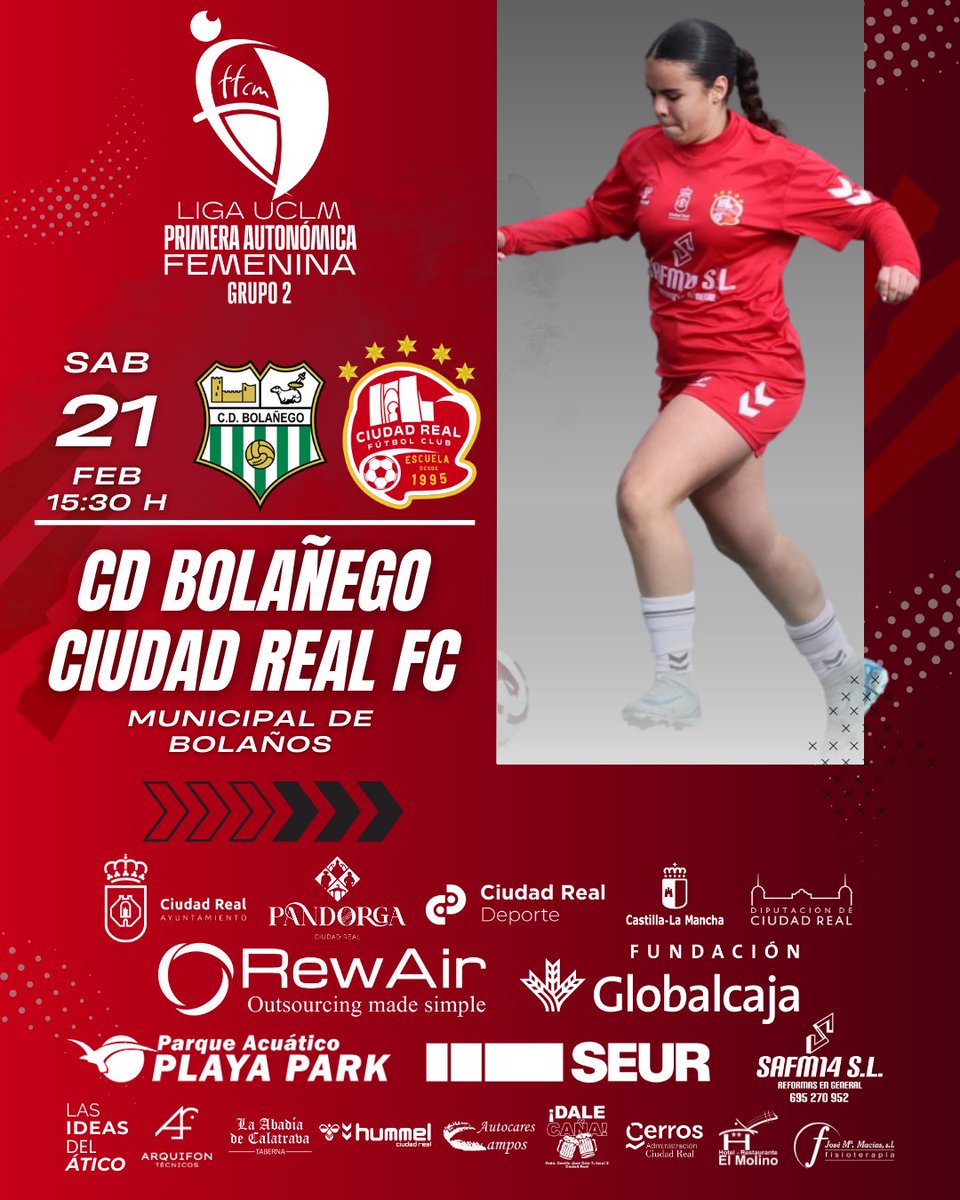 ⏲️ 𝗛𝗢𝗥𝗔𝗥𝗜𝗢 𝗖𝗢𝗡𝗙𝗜𝗥𝗠𝗔𝗗𝗢  | 

 🏆Liga UCLM 1ª Autonómica
🆚 CD Bolañego
📅 SAB 21FEB
🕐 15:30 horas
🏟 Municipal de Bolaños

#TodoAlRojo🔴 #ConstruyendoCantera🏗 #ADNEscuela