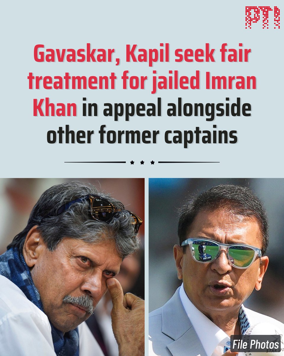 STORY | Gavaskar, Kapil seek fair treatment for jailed Imran Khan in appeal alongside other former captains

Indian greats Sunil Gavaskar and Kapil Dev have joined 12 other former captains to express "deep concern" about jailed cricketer-turned-politician Imran Khan's
