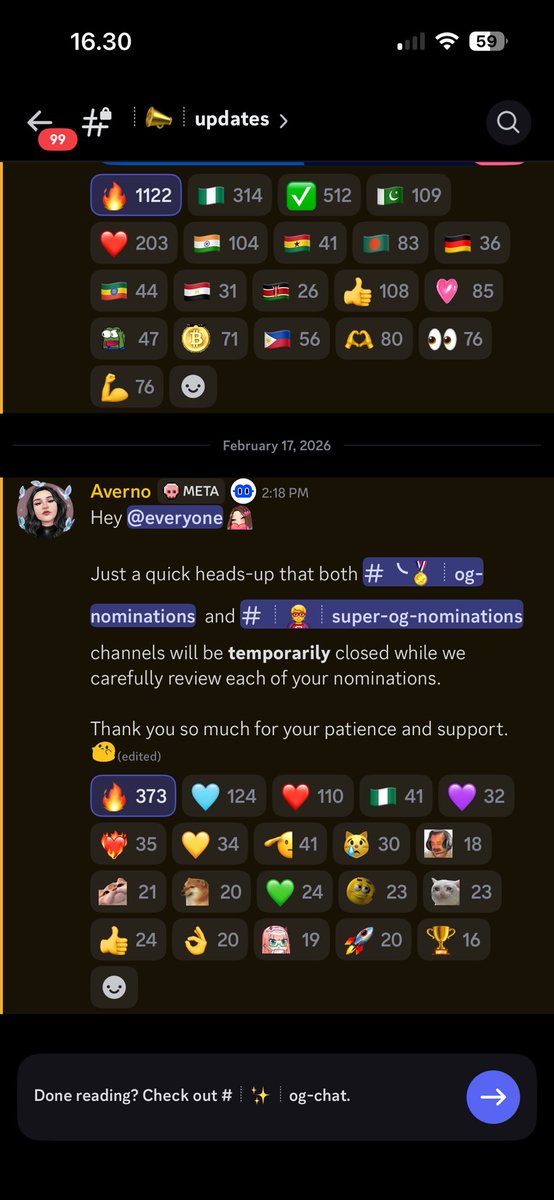 gBillions 💙

<a href="/billions_ntwk/">Billions</a> DC update Super-og-nominations and og-nominations are closed now and the team is not made an official announcement 

OG - 3430

SOG - 924

SCOUTER - 246

$BILL IS COMING