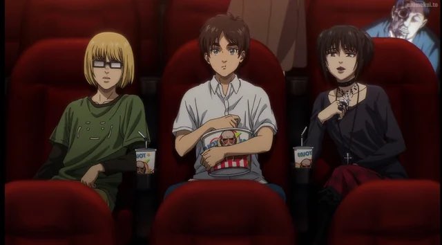 Norim845's tweet photo. How about we get a new TV Special / TV series?

- Marketed as a mere School Castes ''spin-off'' at first.

- We follow the lives of EMA regular as high school kids.

- As the story unfolds we learn that they inhabit a version of the Eldian Empire that looks a lot like our world. https://t.co/tujP4GJufg