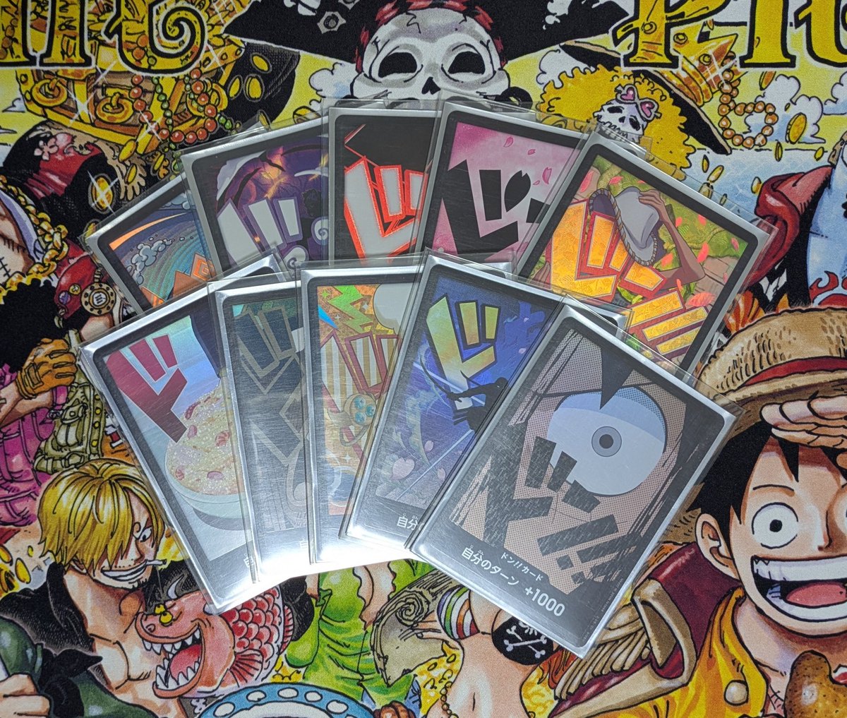 前からやりたかった麦わらの一味スリーブ使ってのドンカード☺️ ドン