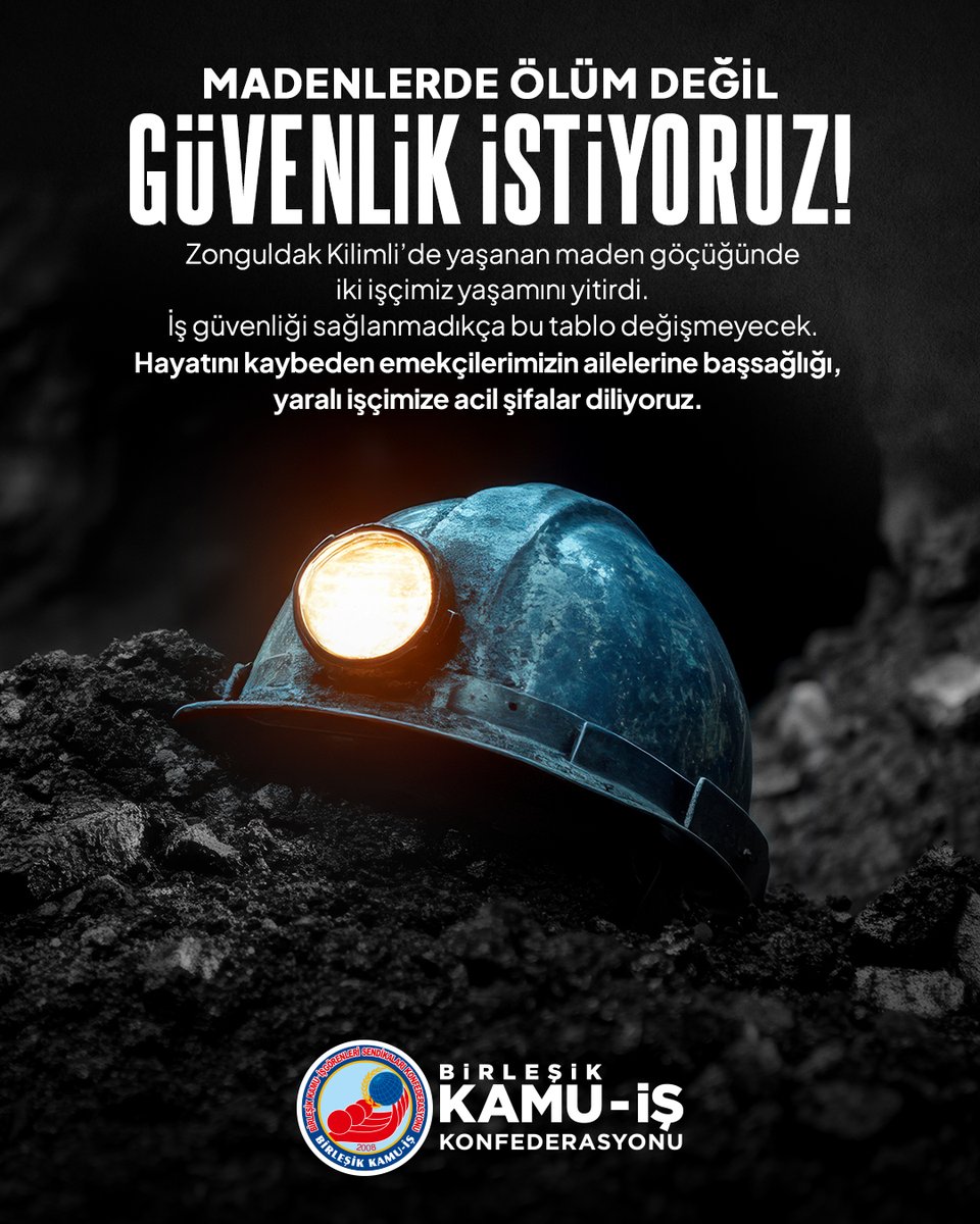 MADENLERDE ÖLÜM DEĞİL GÜVENLİK İSTİYORUZ!
Zonguldak Kilimli'de yaşanan maden göçüğünde iki işçimiz yaşamını yitirdi. İş güvenliği sağlanmadıkça bu tablo değişmeyecek. Hayatını kaybeden emekçilerimizin ailelerine başsağlığı, yaralı işçimize acil şifalar diliyoruz.