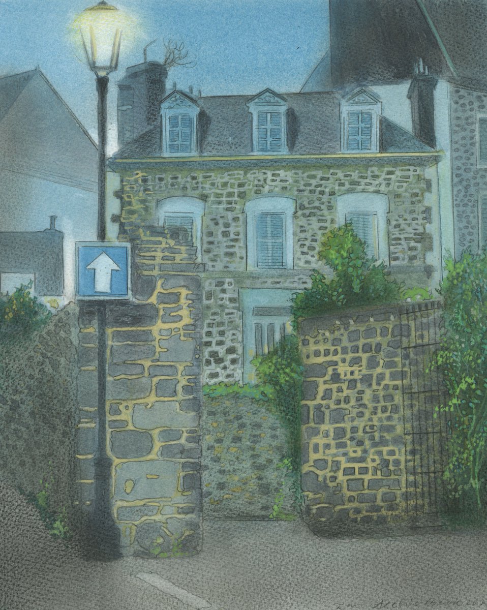 House At Twilight Dinard Brittany: watercolour and pencil 2025