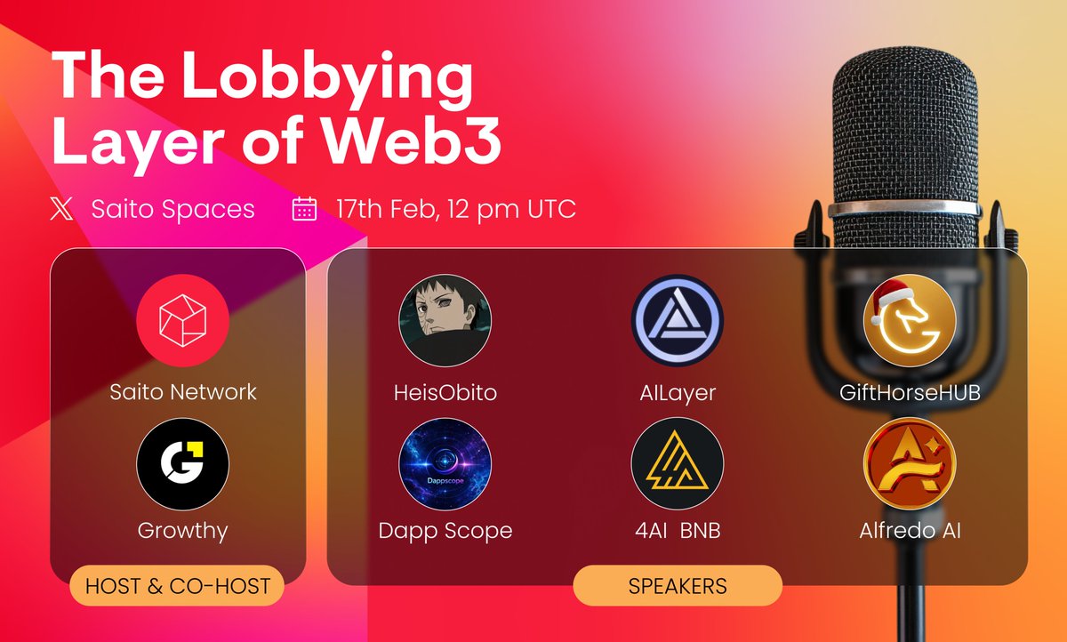 🎙️ NEW SPACE: The Lobbying Layer of Web3

We’re unpacking the influence layer that sits above the code.

Who shapes Web3 when regulation tightens and can infrastructure reduce capture instead of rewarding it?

Let’s talk about it 👇