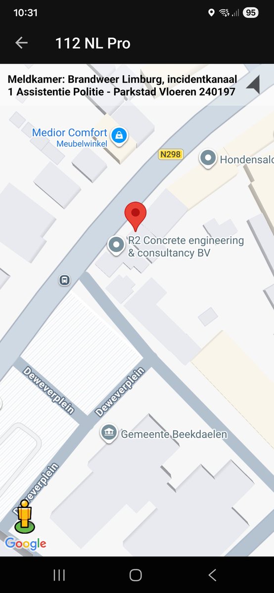 Assistentie van politie en brandweer bij Parkstad Vloeren