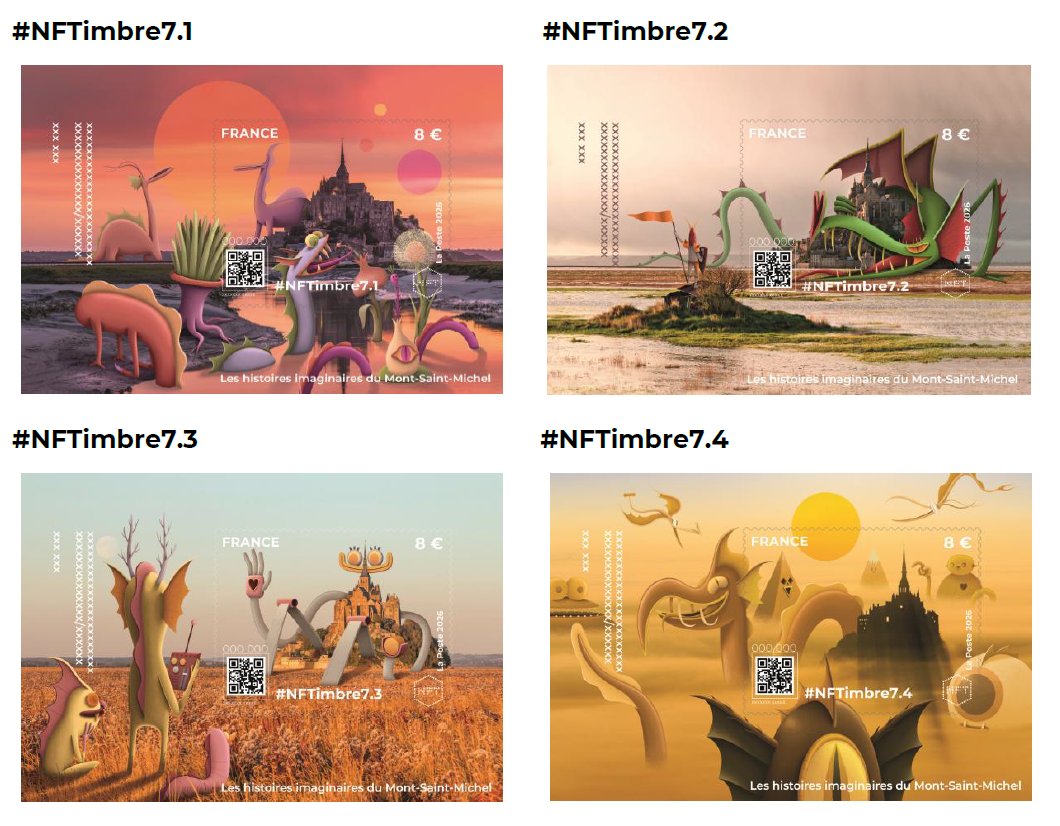 🆕Le 24 mars 2026, La Poste lance sur NFTimbre.com le 2e volet de la série Monuments, #NFTimbre7, consacré au Mont-Saint-Michel et signé par l’artiste français Nicolas Barrome-Forgues.
<a href="/OuestFrance/">Ouest-France</a> <a href="/Morin0Frederic/">F Mo</a> #NFTCommunity #philately #NFT #Web3