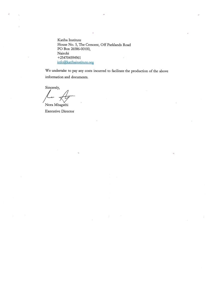 I Deserve to Know:

We have written to the Nairobi City County Secretary, under Article 35 of the Constitution and the Access to Information Act, to request full disclosure on the reported “partnership” between the National Government and Nairobi City County in the performance of
