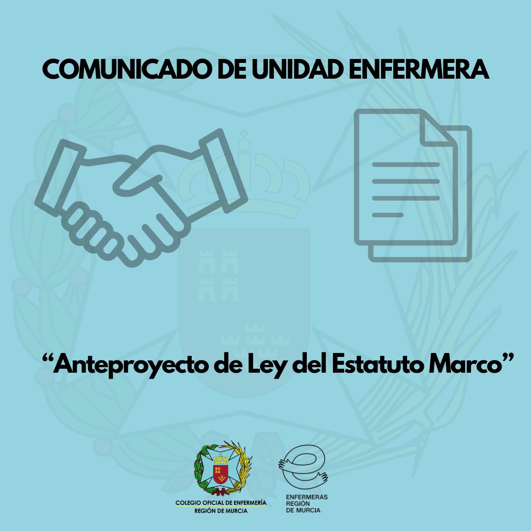📢 Unidad Enfermera (SATSE, CGE, CNDE, Sociedades Científicas, ANDE y AEEE) valora el acuerdo sobre el nuevo #EstatutoMarco y reclama una tramitación ágil y constructiva para mejorar las condiciones laborales en el #SNS. 🏥🤝

🔗 enfermeriademurcia.org/unidad-enferme…