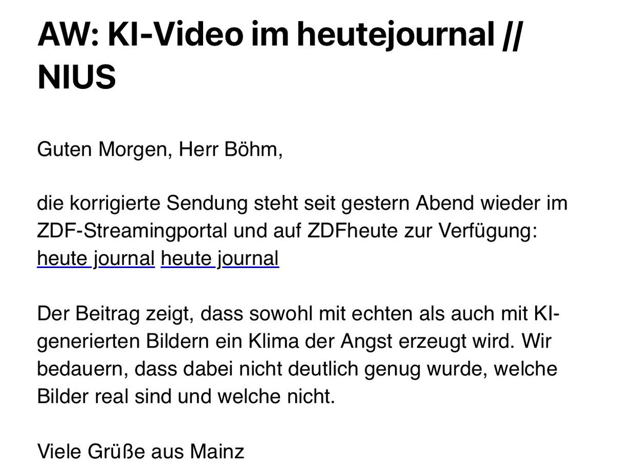 Das <a href="/ZDF/">ZDF</a> zieht sich die Position zurück, man habe die angstmachende Wirkung echter &amp; unechter Videos von ICE-Einsätzen berichten wollen - das ist nicht nur infam, das kann auch nicht der Wahrheit entsprechen. Denn Dunja Hayali hat den Beitrag wiefolgt anmoderiert: 

„Die Gewalt,