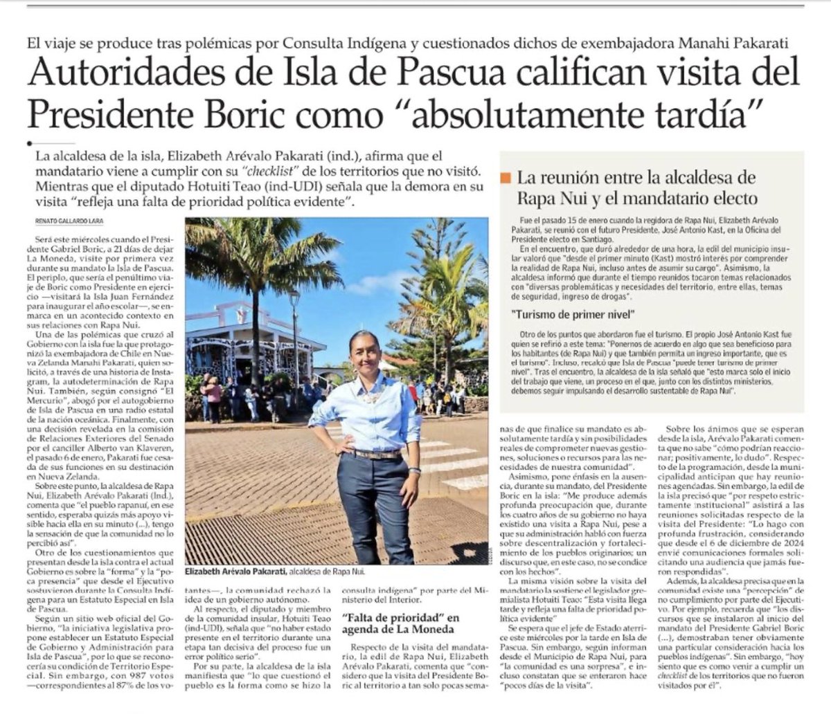 Visita de Boric a Isla de Pascua es calificada por autoridades como  “absolutamente tardía”