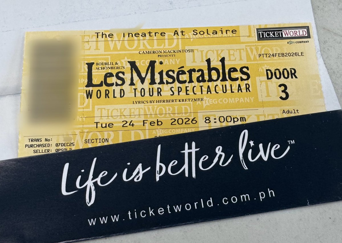 en_cartz's tweet photo. wts lfb les miserables ticket

— orchestra left
— feb 24, 8 pm

rfs: extra ticket

dm/reply if interested https://t.co/TKSSyKRdD0