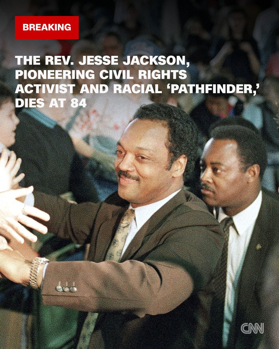 Veteran U.S. civil rights leader Jesse Jackson has died at the age of 84.
 devoted Champion of Civil Rights and Equality,

Jesse Jackson didn’t just speak about hope—he operationalized it.
He walked into rooms that weren’t built for him and rebuilt them for everyone else.

He