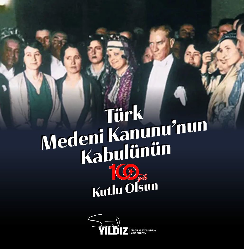 Türk Medeni Kanunu, toplumsal eşitliğin ve adaletin simgesidir. Büyük önder Mustafa Kemal Atatürk’ün öncülüğünde hayata geçirilen bu büyük reformun 100. yılında, Türk Medeni Kanunu’nun getirdiği kazanımları gurur ve minnetle kutluyoruz.