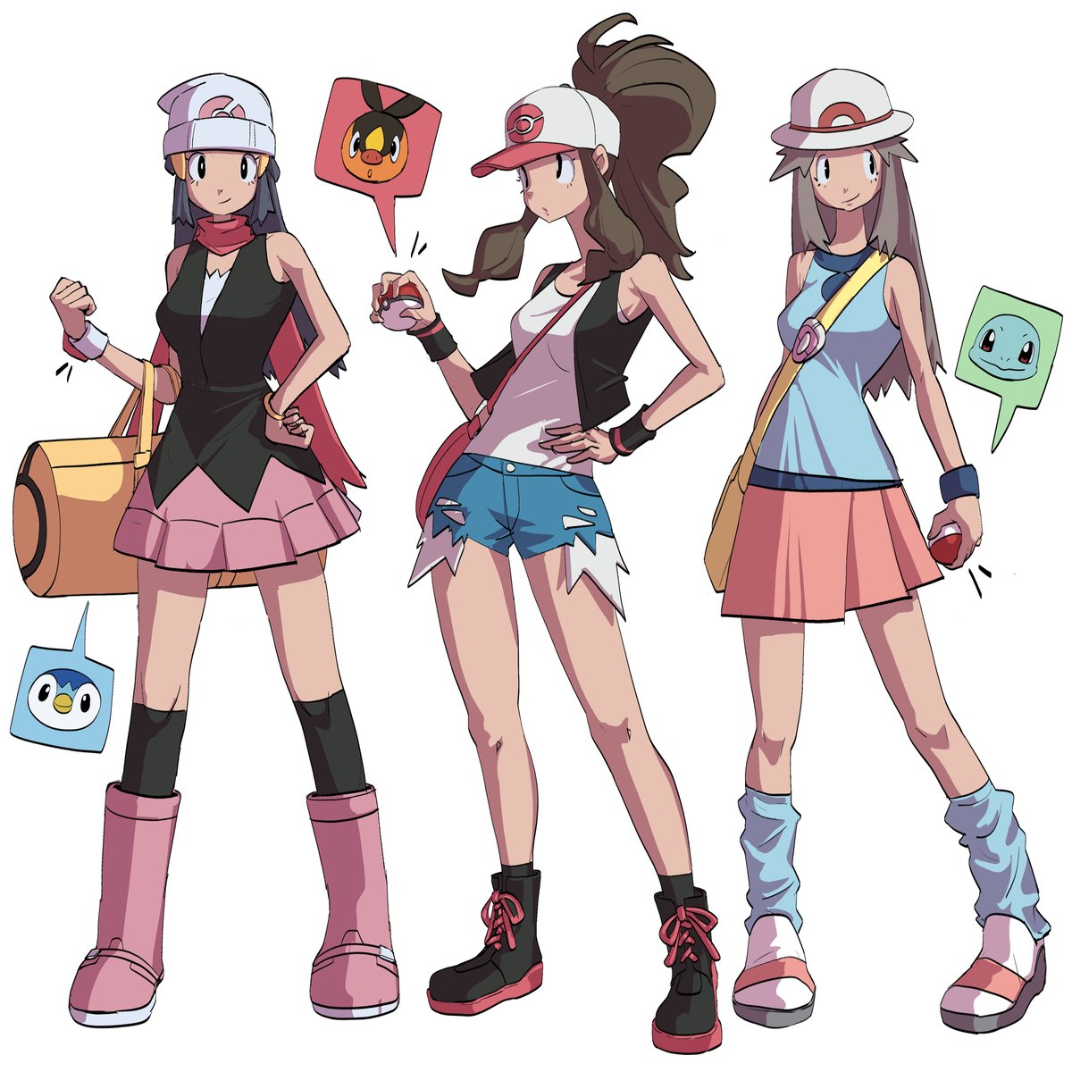 Minqoooo's tweet photo. Pokemon Fanart - Dawn, Hilda, Leaf
#ポケモン  #Pokemon https://t.co/OoN7gtyvOZ
