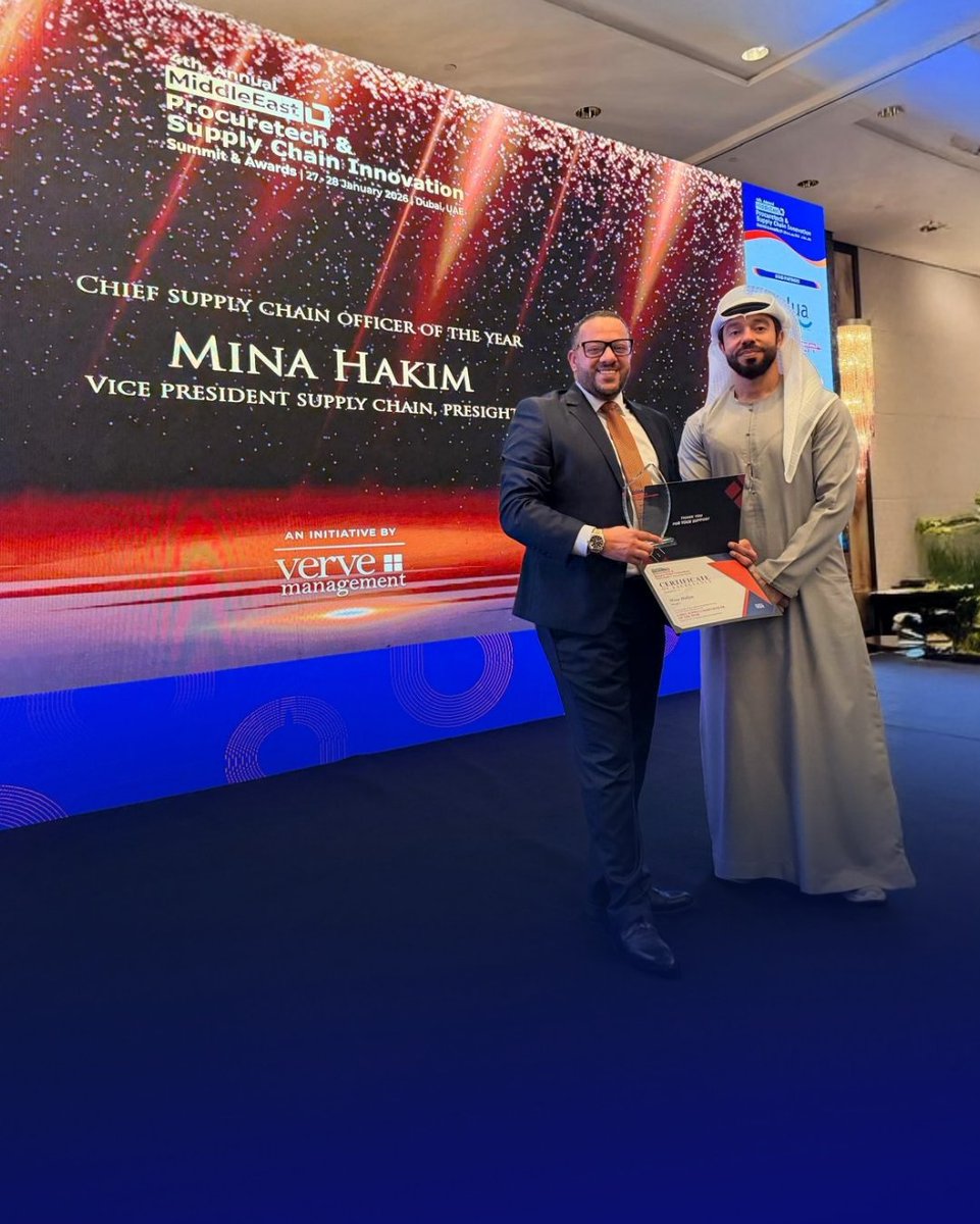 PresightAI's tweet photo. Presight proudly congratulates Mina Hakim on being recognized as Chief Supply Chain Officer of the Year.
#Presight https://t.co/DPX8nBaz0u