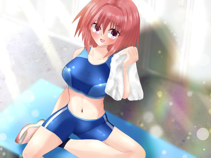 #oc #一次創作 #イラスト 
#絵柄好みって人にフォローされたい 
イラストの再掲。
運動後に汗を拭く女の子😉 