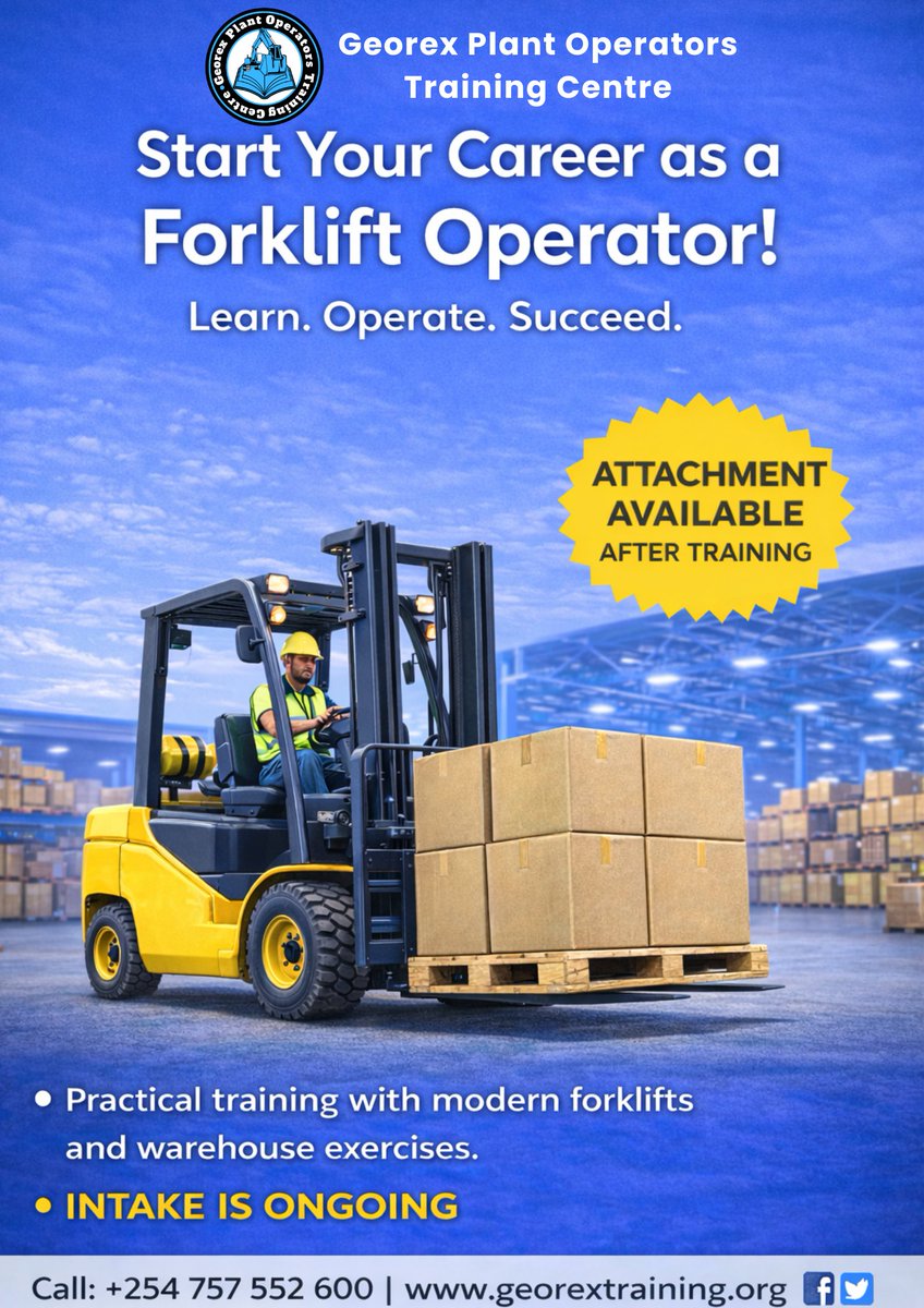 Georex_Training's tweet photo. Step into the construction and transport industry with professional heavy equipment training that prepares you for real-world success.

Available Training Programs:
Forklift •Excavator •Shovel •Grader •Bulldozer •Roller •Trailer Truck

📞: 0757552600
https://t.co/qVR1fClh7p https://t.co/dyf7X2Lwcb