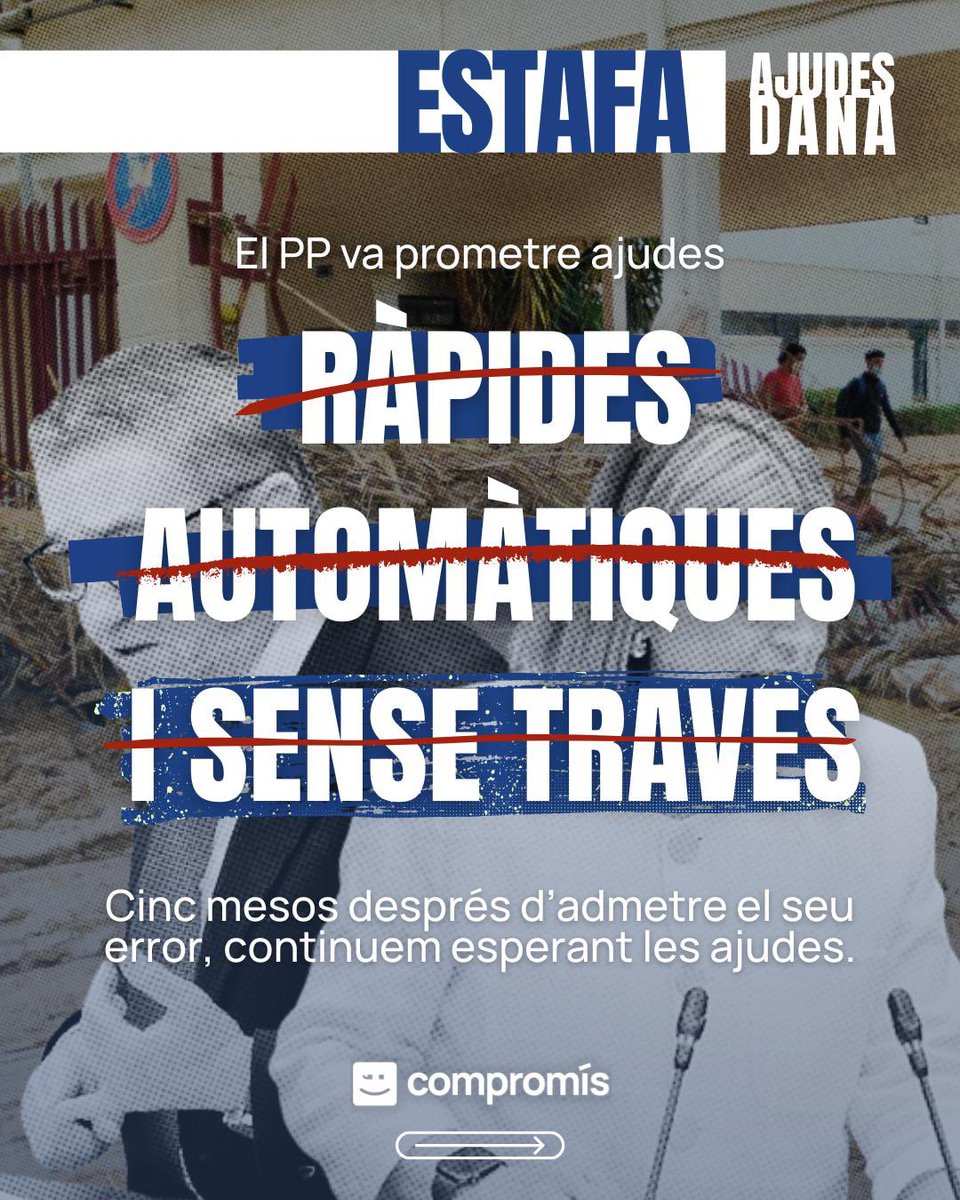 📢 Les ajudes del PP per a alumnat de la DANA han deixat fora a 2.000 famílies:
- L'alumant de 2º de batxiller i Cicles Superiors
- Els que estudien fora de la zona DANA
📝 Prometeren subsanar-ho i no ho han fet

❗️Exigim que rectifiquen, l'alumnat no mereix la seua incompetència