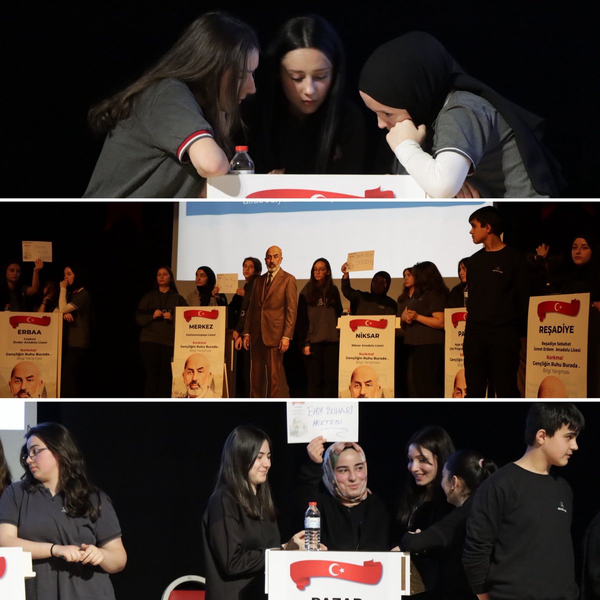 Tokat İl Milli Eğitim Müdürümüz sayın Hüseyin Kır, “Korkma, Gençliğin Ruhu Burada” isimli Mehmet Akif Ersoy temalı Bilgi Yarışması il finaline katıldı. 

Artova, Başçiftlik, Erbaa, Merkez, Niksar, Pazar, Reşadiye, Turhal ve Zile ilçelerimizden katılan öğrenciler, Mehmet Akif