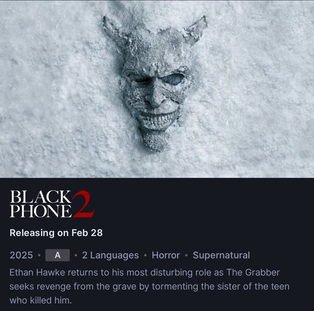 CinemaRareIN's tweet photo. #BlackPhone2 (2025) by #ScottDerrickson, premieres Feb 28th on @JioHotstar. https://t.co/t7eQcziBjj