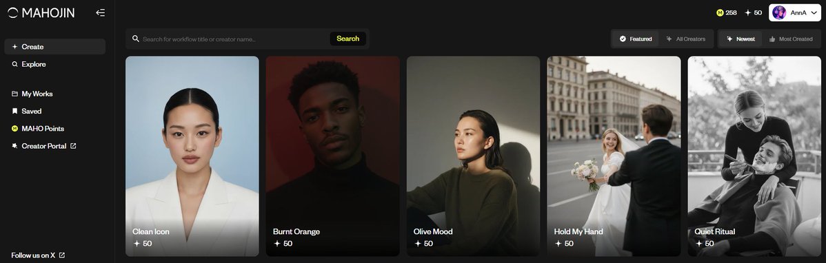 Top tier AI x Web3 project just raised $5.5M from a16z Crypto, Maelstrom, WAGMI Ventures 💰
<a href="/MahojinAI/">Mahojin</a>  lets you generate and remix images while farming points at the same time.
Super simple flow:
👉app.mahojin.ai/workflows → connect wallet
👉MAHO points → complete quests
👉Play